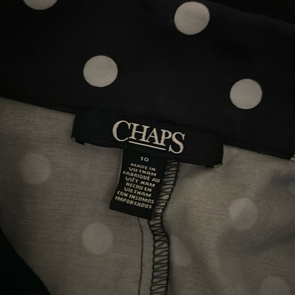 Chaps Women’s Navy White Polka Dot Dress - Picture 2 of 5